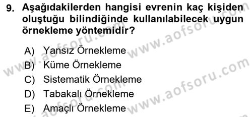 Sosyal Bilimlerde Araştırma Yöntemleri Dersi 2022 - 2023 Yılı (Final) Dönem Sonu Sınav Soruları 9. Soru