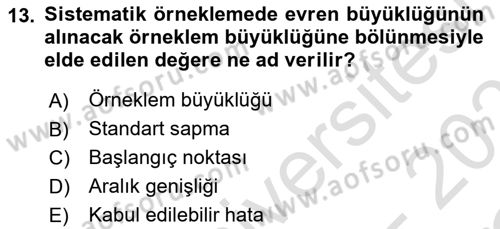 Sosyal Bilimlerde Araştırma Yöntemleri Dersi 2022 - 2023 Yılı Yaz Okulu Sınav Soruları 13. Soru