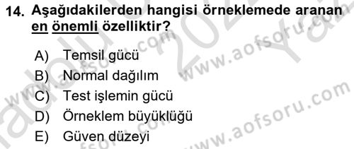 Sosyal Bilimlerde Araştırma Yöntemleri Dersi 2022 - 2023 Yılı Yaz Okulu Sınav Soruları 14. Soru