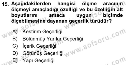 Sosyal Bilimlerde Araştırma Yöntemleri Dersi 2022 - 2023 Yılı Yaz Okulu Sınav Soruları 15. Soru