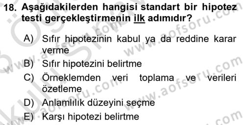 Sosyal Bilimlerde Araştırma Yöntemleri Dersi 2022 - 2023 Yılı Yaz Okulu Sınav Soruları 18. Soru