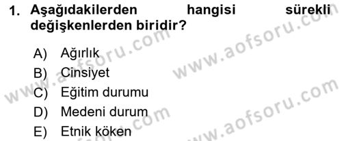 Sosyal Bilimlerde Araştırma Yöntemleri Dersi Ara Sınavı Deneme Sınav Soruları 1. Soru