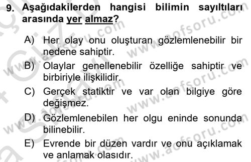 Sosyal Bilimlerde Araştırma Yöntemleri Dersi Ara Sınavı Deneme Sınav Soruları 9. Soru