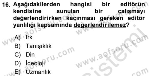 Sosyal Bilimlerde Araştırma Yöntemleri Dersi 2023 - 2024 Yılı (Final) Dönem Sonu Sınav Soruları 16. Soru
