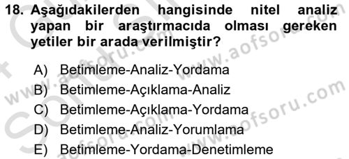 Sosyal Bilimlerde Araştırma Yöntemleri Dersi 2023 - 2024 Yılı (Final) Dönem Sonu Sınav Soruları 18. Soru