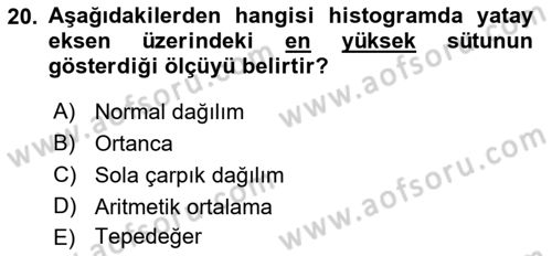 Sosyal Bilimlerde Araştırma Yöntemleri Dersi 2023 - 2024 Yılı (Final) Dönem Sonu Sınavı 20. Soru