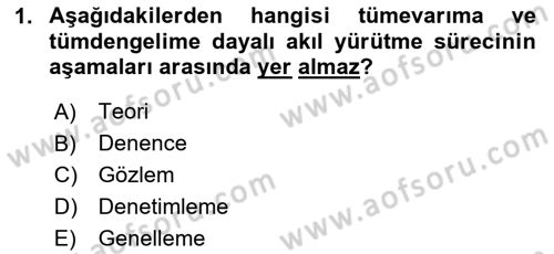 Sosyal Bilimlerde Araştırma Yöntemleri Dersi Ara Sınavı Deneme Sınav Soruları 1. Soru
