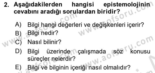 Sosyal Bilimlerde Araştırma Yöntemleri Dersi 2024 - 2025 Yılı (Vize) Ara Sınav Soruları 2. Soru