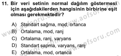 Sosyal Bilimlerde Araştırma Yöntemleri Dersi 2024 - 2025 Yılı (Final) Dönem Sonu Sınav Soruları 11. Soru