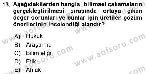 Sosyal Bilimlerde Araştırma Yöntemleri Dersi 2024 - 2025 Yılı (Final) Dönem Sonu Sınav Soruları 13. Soru