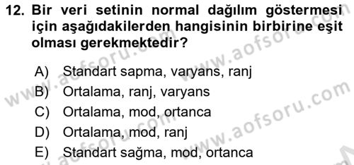 Sosyal Bilimlerde Araştırma Yöntemleri Dersi 2024 - 2025 Yılı Yaz Okulu Sınav Soruları 12. Soru