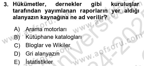 Sosyal Bilimlerde Araştırma Yöntemleri Dersi 2024 - 2025 Yılı Yaz Okulu Sınav Soruları 3. Soru