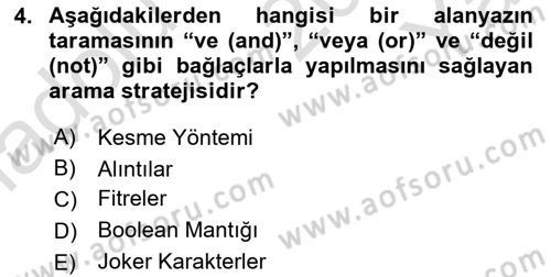 Sosyal Bilimlerde Araştırma Yöntemleri Dersi 2024 - 2025 Yılı Yaz Okulu Sınav Soruları 4. Soru