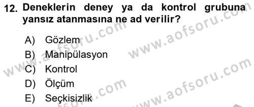 Sosyal Bilimlerde Araştırma Yöntemleri Dersi 2025 - 2026 Yılı (Vize) Ara Sınav Soruları 12. Soru