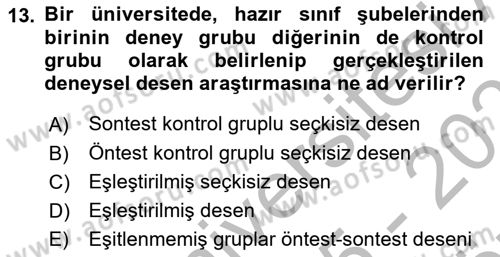 Sosyal Bilimlerde Araştırma Yöntemleri Dersi 2025 - 2026 Yılı (Vize) Ara Sınav Soruları 13. Soru