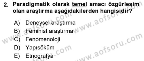 Sosyal Bilimlerde Araştırma Yöntemleri Dersi 2025 - 2026 Yılı (Vize) Ara Sınav Soruları 2. Soru