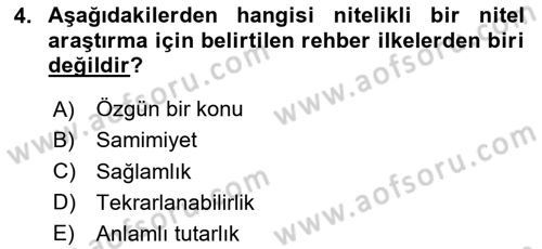 Sosyal Bilimlerde Araştırma Yöntemleri Dersi 2025 - 2026 Yılı (Final) Dönem Sonu Sınav Soruları 4. Soru