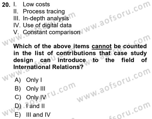 Research Methods Dersi 2018 - 2019 Yılı (Vize) Ara Sınav Soruları 20. Soru