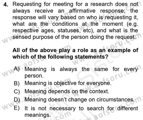 Research Methods Dersi 2018 - 2019 Yılı (Vize) Ara Sınav Soruları 4. Soru