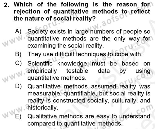 Research Methods Dersi 2018 - 2019 Yılı (Final) Dönem Sonu Sınavı 2. Soru