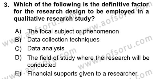 Research Methods Dersi 2018 - 2019 Yılı (Final) Dönem Sonu Sınavı 3. Soru