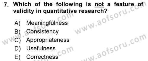 Research Methods Dersi 2018 - 2019 Yılı (Final) Dönem Sonu Sınavı 7. Soru