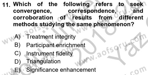 Research Methods Dersi 2018 - 2019 Yılı Yaz Okulu Sınav Soruları 11. Soru