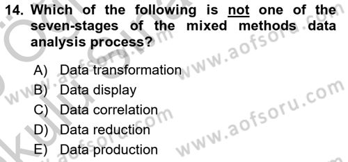 Research Methods Dersi 2018 - 2019 Yılı Yaz Okulu Sınav Soruları 14. Soru
