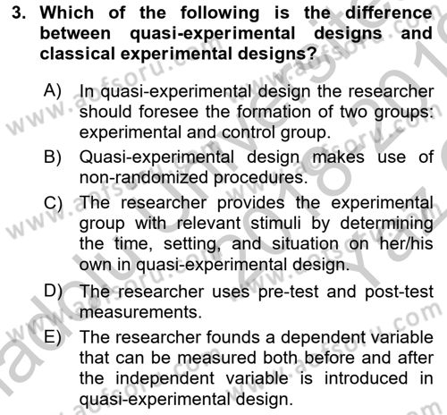 Research Methods Dersi 2018 - 2019 Yılı Yaz Okulu Sınav Soruları 3. Soru