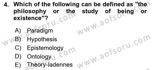 Research Methods Dersi 2018 - 2019 Yılı Yaz Okulu Sınav Soruları 4. Soru