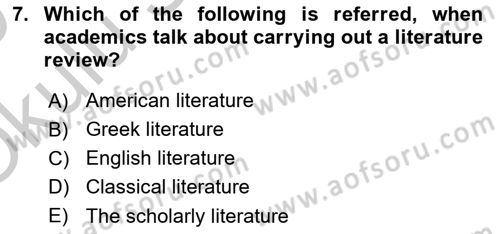 Research Methods Dersi 2018 - 2019 Yılı Yaz Okulu Sınav Soruları 7. Soru
