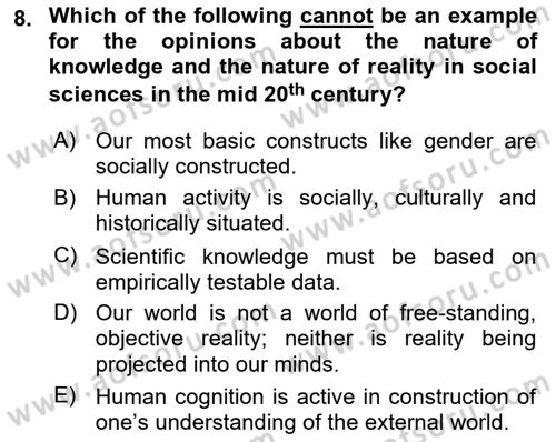 Research Methods Dersi 2018 - 2019 Yılı Yaz Okulu Sınav Soruları 8. Soru