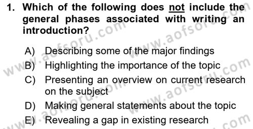 Research Methods Dersi 2020 - 2021 Yılı Yaz Okulu Sınav Soruları 1. Soru
