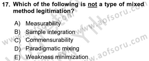 Research Methods Dersi 2020 - 2021 Yılı Yaz Okulu Sınav Soruları 17. Soru