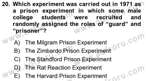 Research Methods Dersi 2020 - 2021 Yılı Yaz Okulu Sınav Soruları 20. Soru