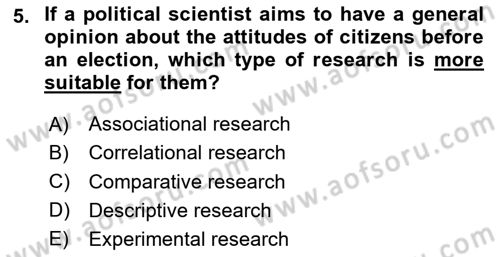 Research Methods Dersi 2020 - 2021 Yılı Yaz Okulu Sınav Soruları 5. Soru