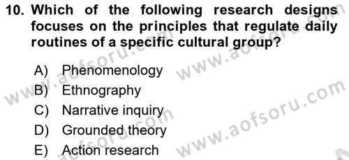 Research Methods Dersi 2021 - 2022 Yılı (Vize) Ara Sınav Soruları 10. Soru