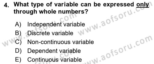 Research Methods Dersi 2021 - 2022 Yılı (Vize) Ara Sınav Soruları 4. Soru