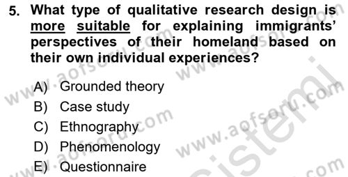Research Methods Dersi 2021 - 2022 Yılı (Vize) Ara Sınav Soruları 5. Soru