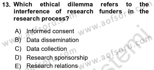 Research Methods Dersi 2021 - 2022 Yılı (Final) Dönem Sonu Sınav Soruları 13. Soru
