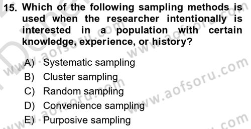 Research Methods Dersi 2021 - 2022 Yılı (Final) Dönem Sonu Sınav Soruları 15. Soru