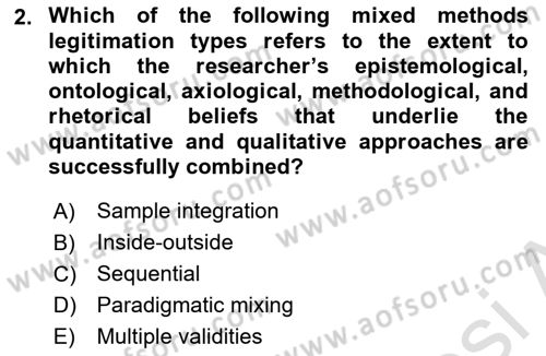 Research Methods Dersi 2021 - 2022 Yılı (Final) Dönem Sonu Sınav Soruları 2. Soru