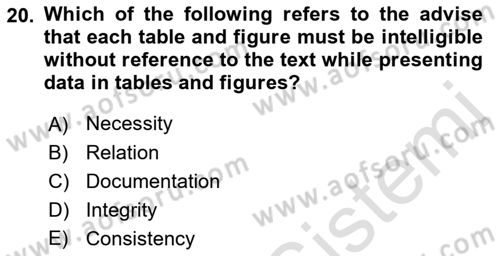 Research Methods Dersi 2021 - 2022 Yılı (Final) Dönem Sonu Sınav Soruları 20. Soru