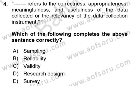 Research Methods Dersi 2021 - 2022 Yılı (Final) Dönem Sonu Sınav Soruları 4. Soru