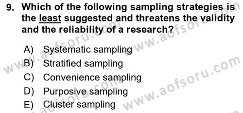 Research Methods Dersi 2021 - 2022 Yılı (Final) Dönem Sonu Sınav Soruları 9. Soru