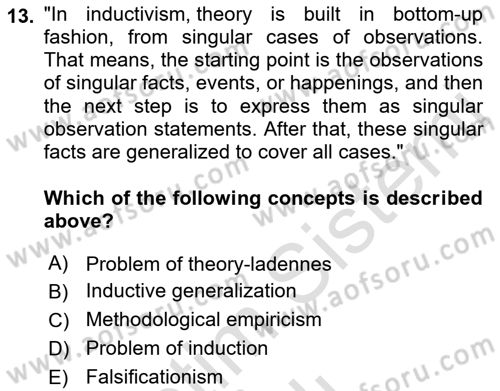 Research Methods Dersi 2021 - 2022 Yılı Yaz Okulu Sınavı 13. Soru