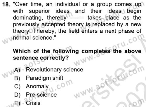 Research Methods Dersi 2021 - 2022 Yılı Yaz Okulu Sınavı 18. Soru