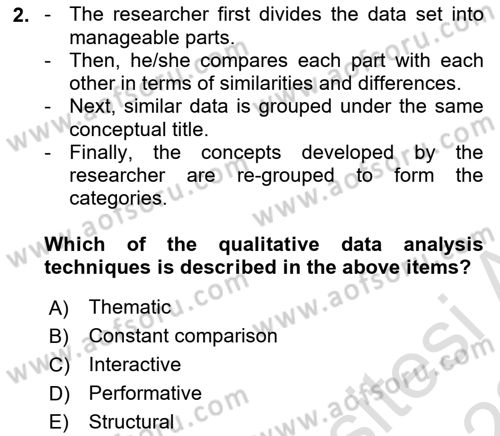 Research Methods Dersi 2021 - 2022 Yılı Yaz Okulu Sınavı 2. Soru