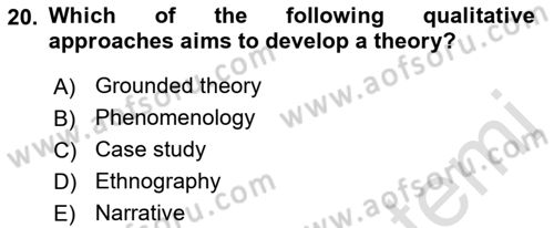 Research Methods Dersi 2021 - 2022 Yılı Yaz Okulu Sınavı 20. Soru