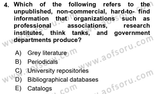 Research Methods Dersi 2021 - 2022 Yılı Yaz Okulu Sınavı 4. Soru